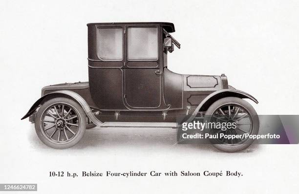 The 10-12 horsepower Belsize four-cylinder motorcar with saloon coupe body, price £315, manufactured by Belsize Motors Limited in Clayton,...