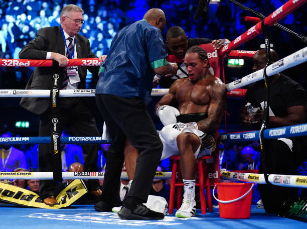 Anthony Yarde in his corner during the WBC, IBF and WBO light-heavyweight contest against Artur Beterbiev at the OVO Arena Wembley, London. Picture...