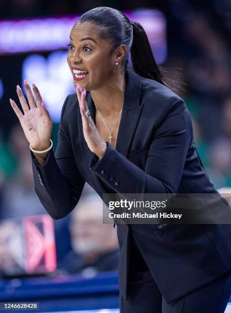 Head coach Niele Ivey of the Notre Dame Fighting Irish is seen during the game against the Florida State Seminoles at Joyce Center on January 26,...