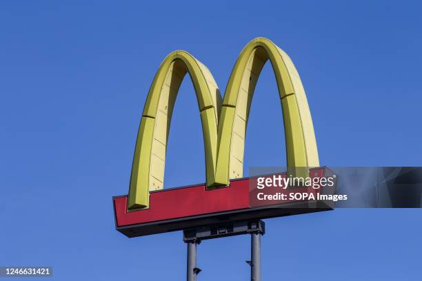 McDonald's logo is seen on a sign at the fast food restaurant's location off the Danville exit of Interstate 80.