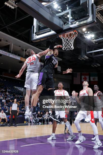 Chance Comanche of the Stockton Kings dunks the ball against the Memphis Hustle during a NBA G-League game at Stockton Arena on January 28, 2023 in...