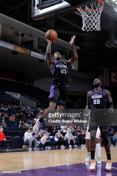 Steward of the Stockton Kings shoots the ball against the Memphis Hustle during a NBA G-League game at Stockton Arena on January 28, 2023 in...