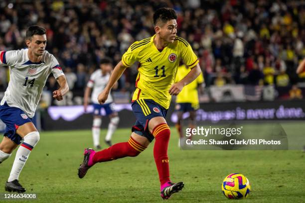Daniel Ruiz of Colombia during the international friendly match against United States at Dignity Health Sports Park in Carson, California on January...