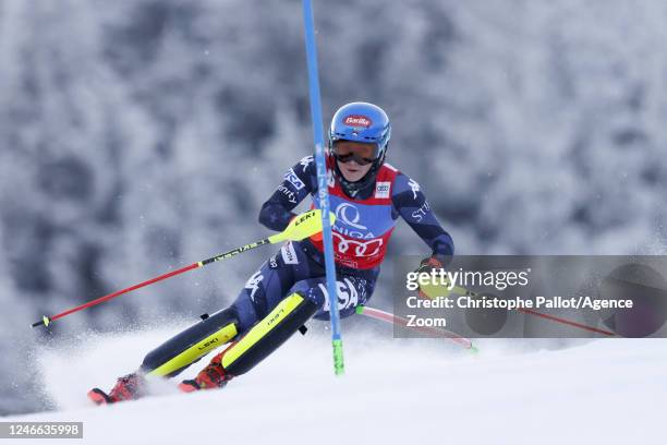 Mikaela Shiffrin of Team United States competes during the Audi FIS Alpine Ski World Cup Women's Slalom on January 29, 2023 in Spindleruv Mlyn, Czech...