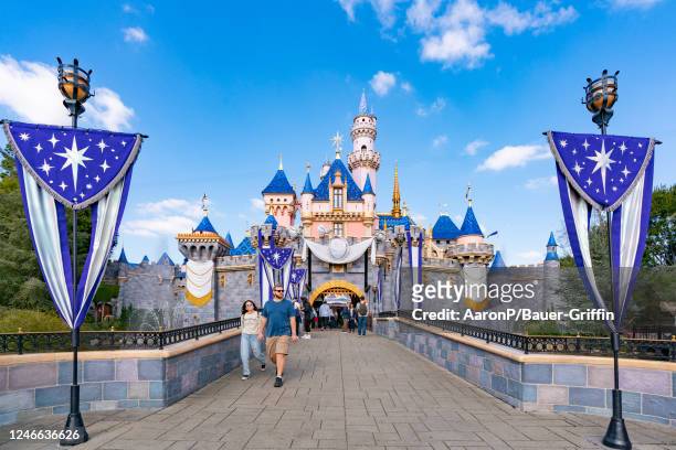 General views of Sleeping Beauty Castle at Disneyland, celebrating '100 Years of Wonder' celebration on January 28, 2023 in Anaheim, California.