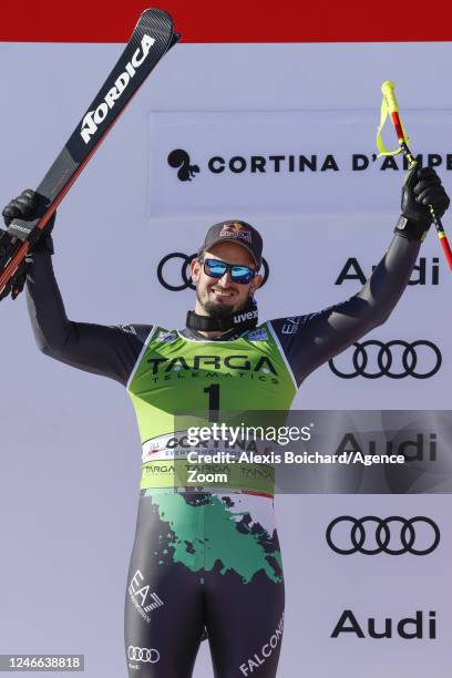 Dominik Paris of Team Italy takes 2nd place during the FIS Alpine Ski World Cup Men's Super G on January 29, 2023 in Cortina d'Ampezzo, Italy.