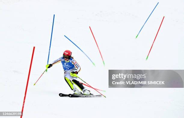 Germany's Lena Duerr competes to win the women's slalom competition of the FIS Ski World Cup in Spindleruv Mlyn, Czech Republic, on January 29, 2023.