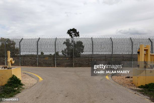 Picture shows a section of the border fence between the Israeli-annexed Golan Heights and Syria on January 29 after Israeli soldiers opened fire...