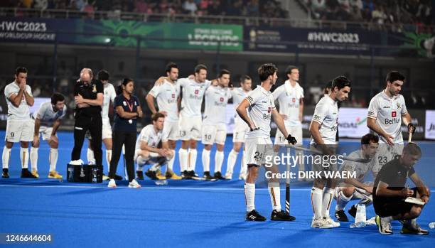 The Red Lions pictured during a game between Belgium's Red Lions and Germany, the final match at the 2023 Men's FIH Hockey World Cup in Bhubaneswar,...