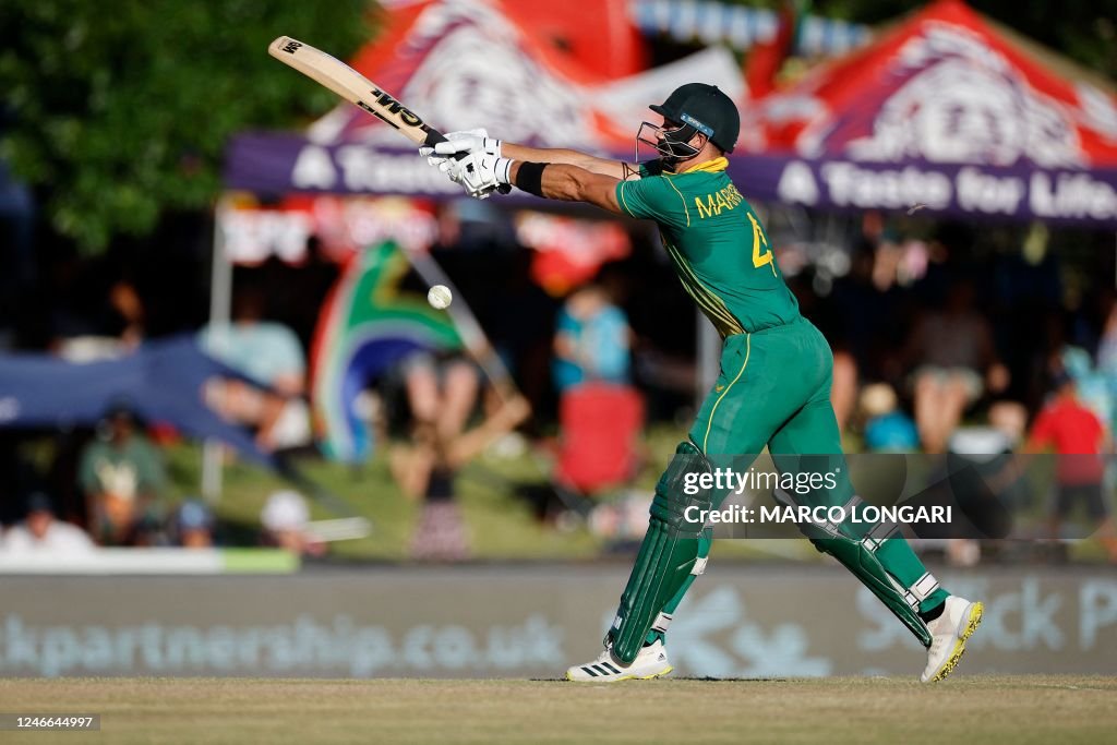 South Africa's Aiden Markram plays a shot during the second one day ...