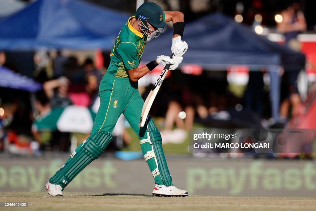 South Africa's Marco Jansen plays a shot during the second one day ...