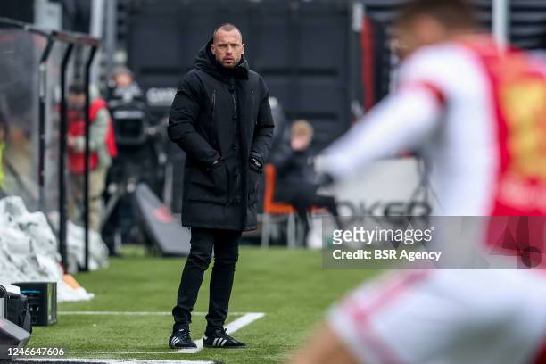 Head-coach John Heitinga of Ajax looks on during the Dutch Eredivisie match between Excelsior Rotterdam and Ajax at Van Donge & De Roo Stadion on...