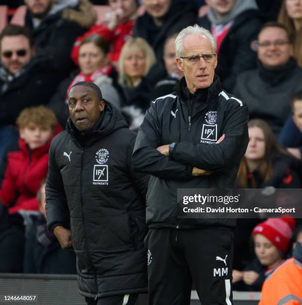 Blackpool head coach Mick McCarthy and assistant coach Terry Connor during The Emirates FA Cup Fourth Round match between Southampton and Blackpool...