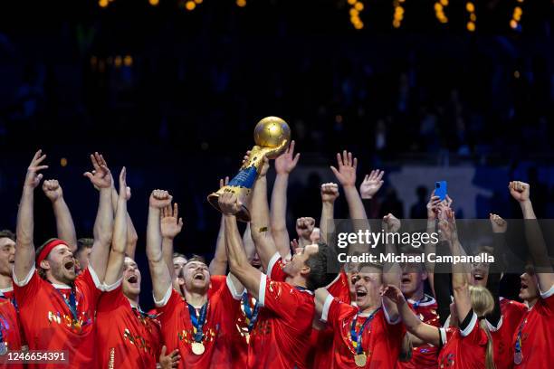 Denmark is crowned world champions after the IHF Men's World Championship 2023 final match between France and Denmark on January 29, 2023 in...