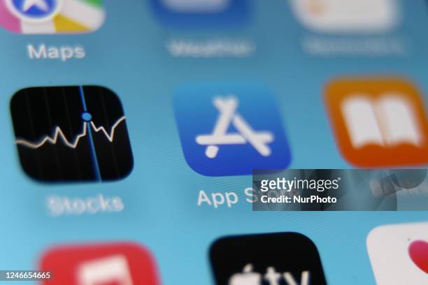 App Store icon displayed on a phone screen is seen in this illustration photo taken in Krakow, Poland on January 29, 2023.