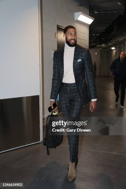 Garrett Temple of the New Orleans Pelicans arrives to the arena before the game against the Milwaukee Bucks on January 29, 2023 at the Fiserv Forum...