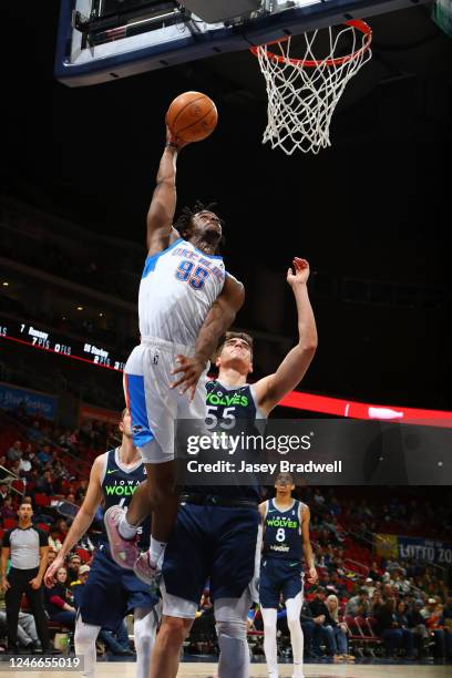 Adam Mokoka of the Oklahoma City Blue shoots the ball against the Iowa Wolves during an NBA G-League game on January 29, 2023 at the Wells Fargo...