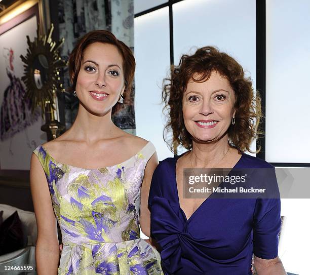 Actresses Eva Amurri and Susan Sarandon pose during Mercedes-Benz Fashion Week Spring 2012 at Lincoln Center on September 11, 2011 in New York City.