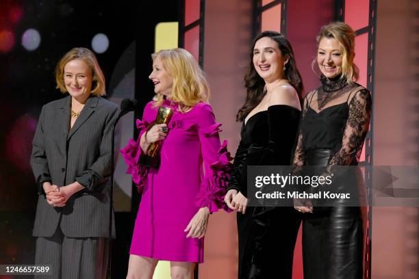 Jennifer Ehle, Patricia Clarkson, Sarah Ann Masse, and Katherine Kendall onstage during the AARP Annual Movies for Grownups Awards - Show at Beverly...