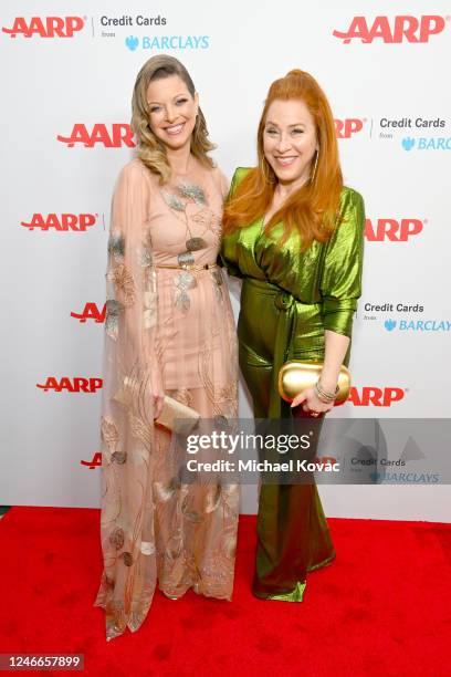 Hilary Barraford and Lisa Ann Walter attend the AARP Annual Movies for Grownups Awards - Red Carpet at Beverly Wilshire, a Four Seasons Hotel on...