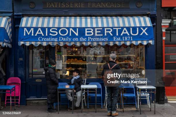 French patisserie Maison Bertaux in Greek Street, Soho, is pictured on 26 January 2023 in London, United Kingdom. The patisserie and tea room was...