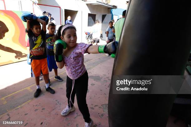 Children attend a boxing class at a small boxing school in Tegucigalpa, Honduras, January 21, 2023. Amateur boxing trainers endorsed by the Honduran...