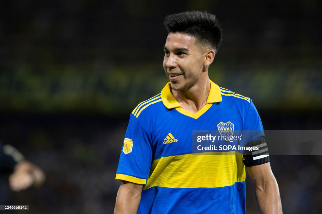 Guillermo Pol Fernandez of Boca Juniors smiles during a...