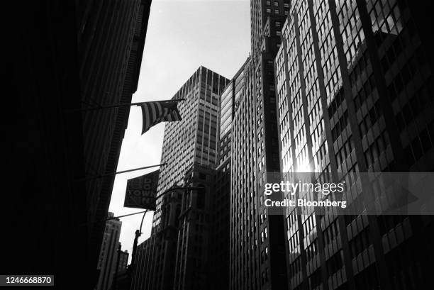 Buildings near The New York Stock Exchange in New York, US, on Friday, Jan. 27, 2023. US stocks extended their drop as investors cautiously stepped...