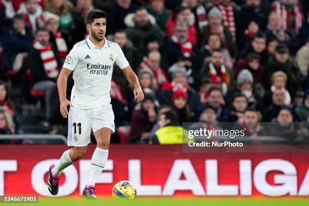 Marco Asensio right winger of Real Madrid and Spain controls the ball during the LaLiga Santander match between Athletic Club and Real Madrid CF at...