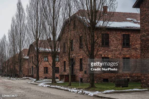 Blocks in the former Nazi German Auschwitz I concentration camp at Memorial and Museum Auschwitz-Birkenau during the 78th Anniversary Of Auschwitz -...