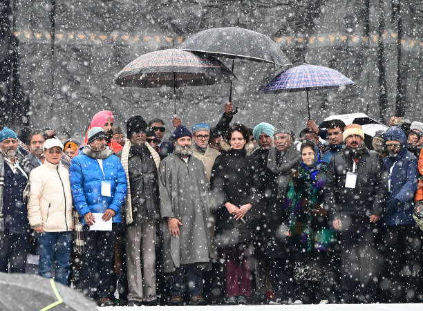 IND: Congress Leader Rahul Gandhi Address Rally During Concluding Ceremony Of Bharat Jodo Yatra At Sher-I-Kashmir Stadium