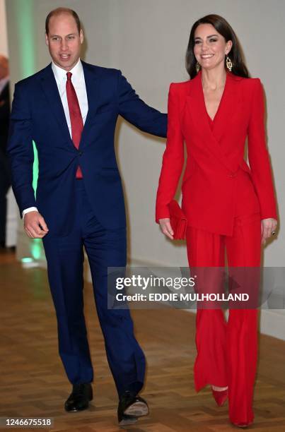 Britain's Prince William, Prince of Wales and Britain's Catherine, Princess of Wales attend a pre-campaign launch event, hosted by The Royal...