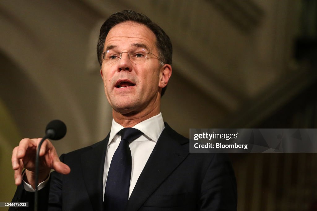 Mark Rutte Press Conference Mark Rutte, Netherlands prime minister, during a news conference ...