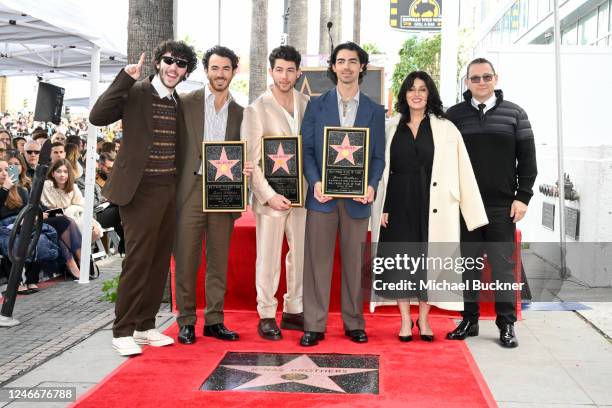 Frankie Jonas, Kevin Jonas, Nick Jonas, Joe Jonas, Denise Jonas and Paul Kevin Jonas Sr. At the star ceremony where the Jonas Brothers are honored...