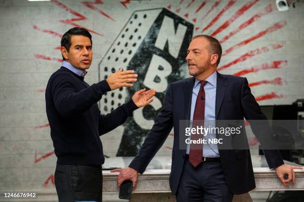 Pictured: Cesar Conde, Chairman, NBCUniversal News Group, and moderator Chuck Todd appear on Meet the Press in Washington, D.C. Sunday, Jan. 29,...