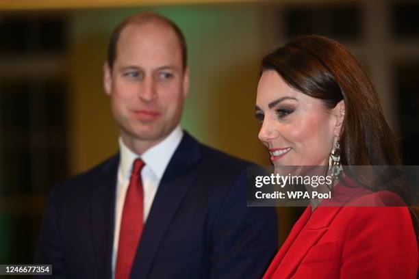 Britain's Prince William, Prince of Wales and Britain's Catherine, Princess of Wales attend a pre-campaign launch event, hosted by The Royal...