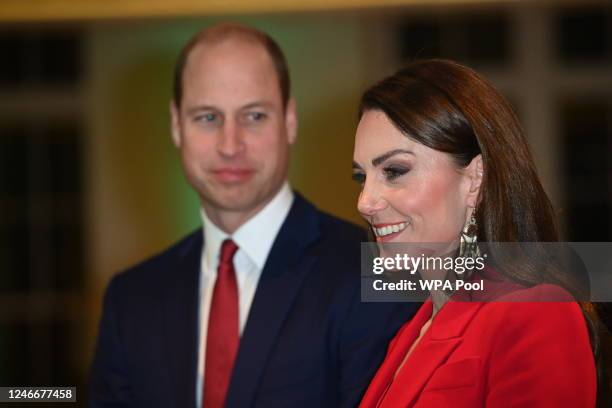 Britain's Prince William, Prince of Wales and Britain's Catherine, Princess of Wales attend a pre-campaign launch event, hosted by The Royal...