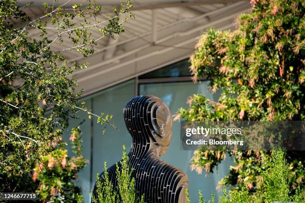 Sculpture at Google headquarters in Mountain View, California, US, on Monday, Jan. 30, 2023. Alphabet Inc. Is expected to release earnings figures on...