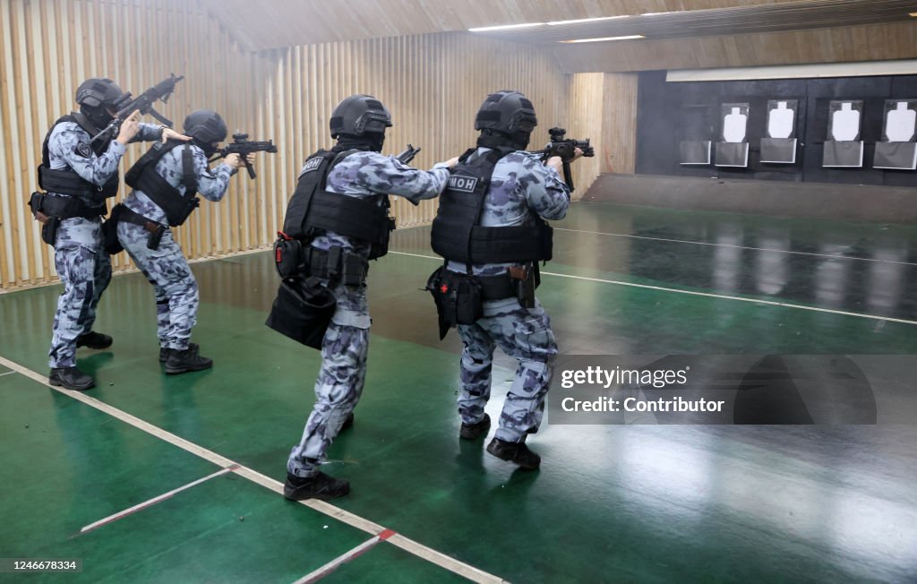 Omon Riot Unit Officers of the OMON combat unit train in a new shooting range at ...