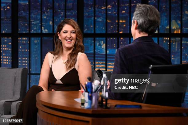 Episode 1385 -- Pictured: Actress DArcy Carden during an interview with host Seth Meyers on January 30, 2023 --