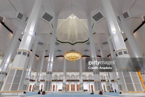 Turkish Parliament Speaker Mustafa Sentop visits the Djamaa el Djazair, also known as the Great Mosque of Algiers within the 17th session of the...