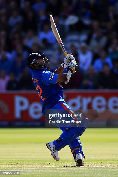 Parthiv Patel of India hits out during the 4th Natwest One Day International match between England and India at Lord's Cricket Ground on September...