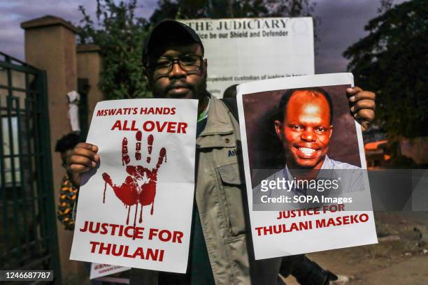 Man pays tributes to the assassinated Eswatini, formerly Swaziland, Human Rights Lawyer Thulani Maseko in Nakuru Town. Human Rights Lawyer Thulani...
