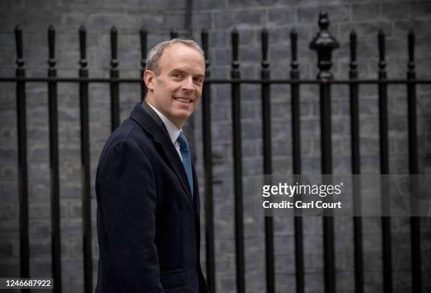 Deputy Prime Minister Dominic Raab leaves after the weekly Cabinet meeting at 10, Downing Street on January 31, 2023 in London, England.