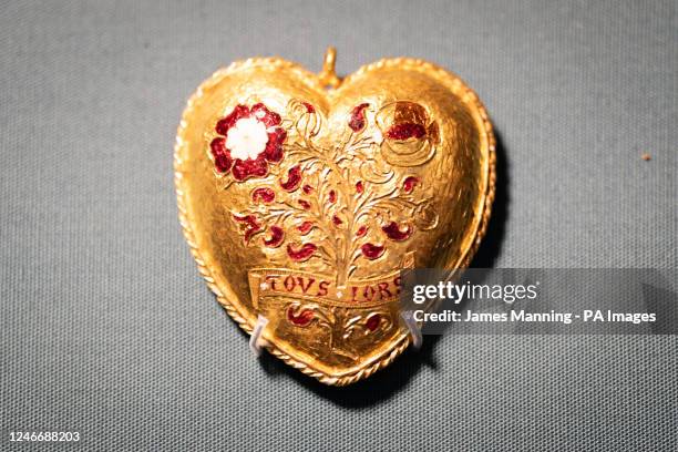 Pendant associated with Henry VIII and Katherine of Aragon on display at the British Museum in London as archaeological discoveries made by members...