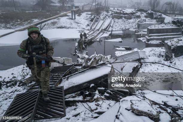 Ukrainian soldiers return from the front line in Bakhmut, Ukraine on January 29, 2023.