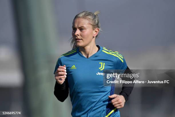 Amanda Nilden during a Juventus Women Training Session at Juventus Center Vinovo on January 31, 2023 in Vinovo, Italy.