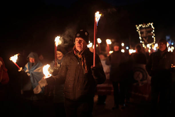 GBR: Torchlit Procession To Scottish Parliament On The Third Anniversary Of Brexit