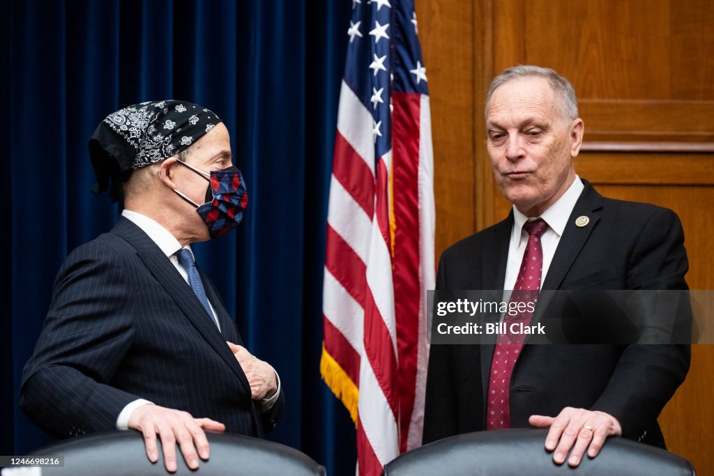Ranking member Rep. Jamie Raskin, R-Md., left speaks with Rep. Andy ...