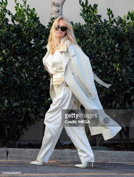 Pamela Anderson is seen arriving at her book tour at the Grove Barnes and Noble on January 31, 2023 in Los Angeles, California.